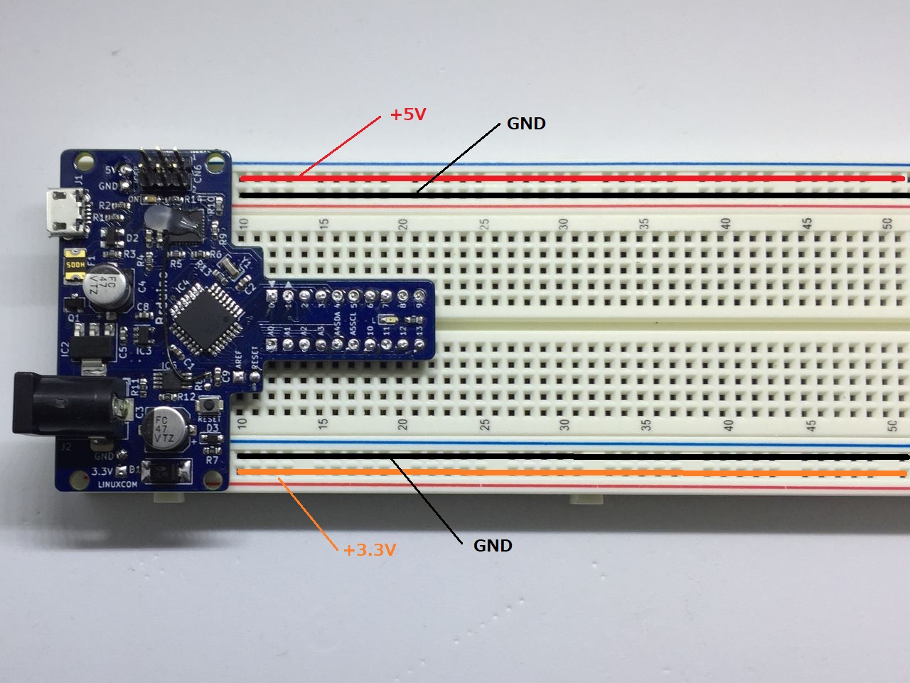 Arduino Uno をブレッドボードに固定する感覚で使用するAVRマイコン 